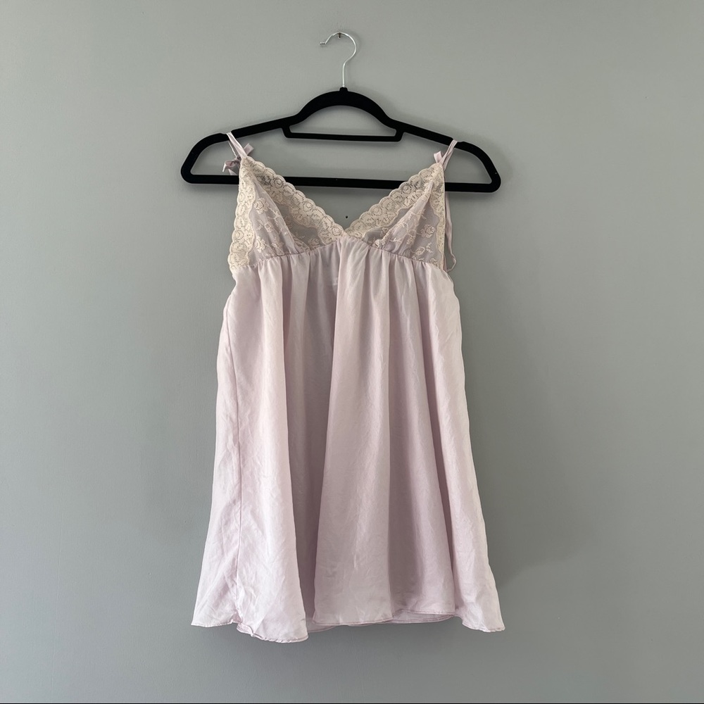 Victoria’s Secret Purple Silk Babydoll Nightie Floral Embroidered Small